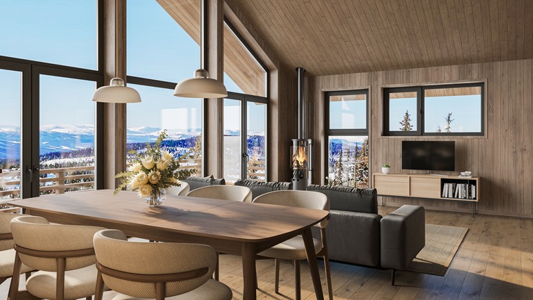 Interiør og utsyn fra Danebu Lodge