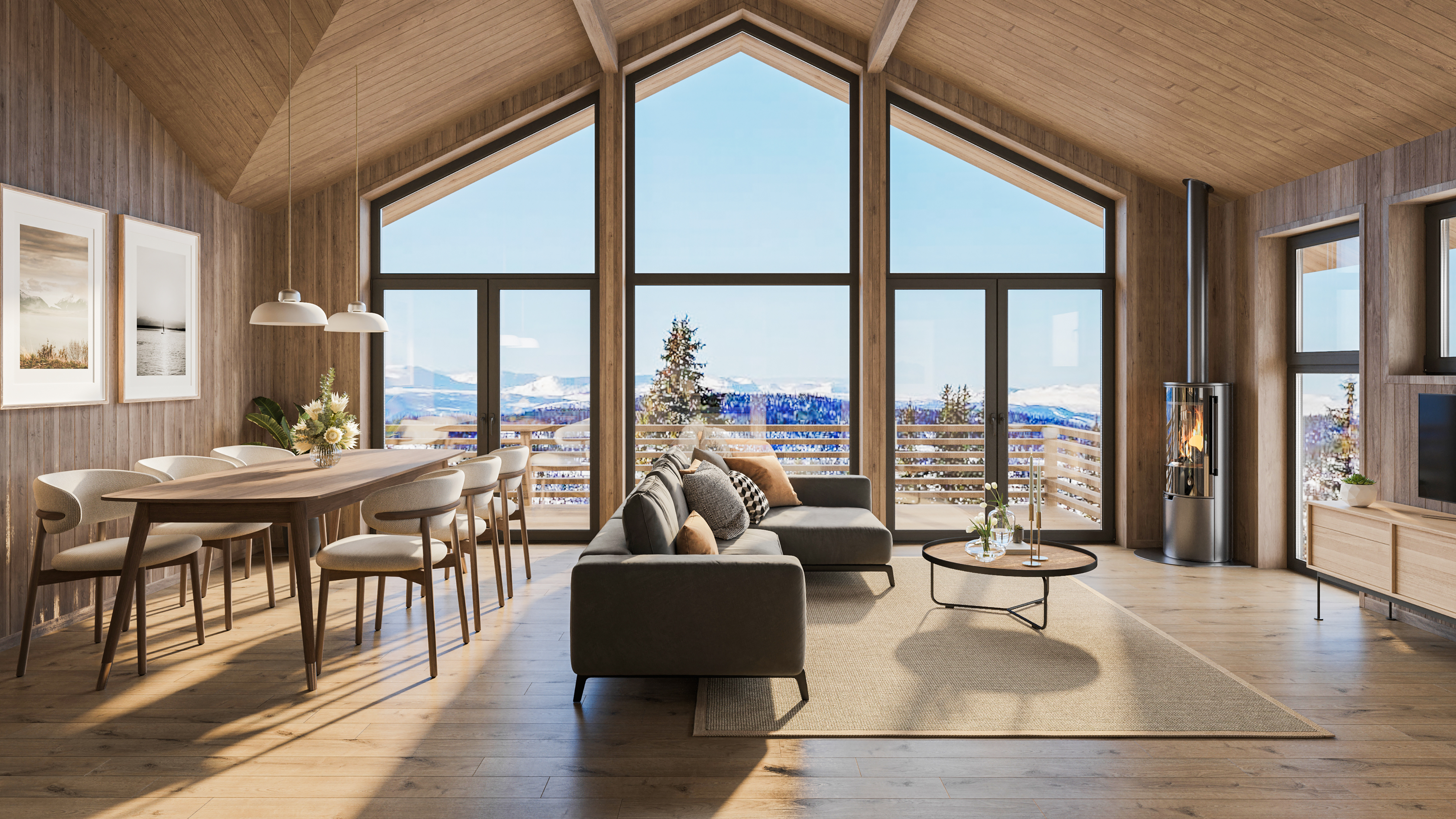 Interiør og utsyn fra Danebu Lodge